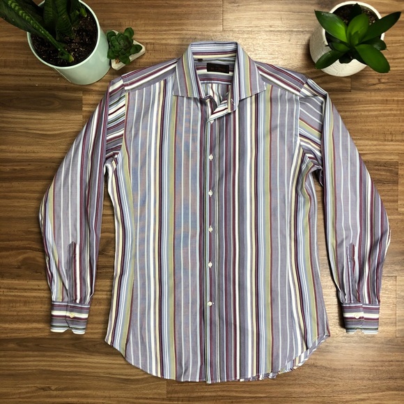 Etro Milano Multi-Color Strip Dress Shirt - Picture 2 of 16